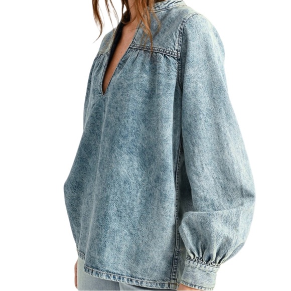 Ganni Light Blue Denim Top - Picture 3 of 5